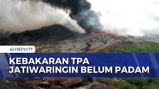 Aerial View of Jatiwaringin Landfill Fire, Water Bombing Deployed to Extinguish Hotspots