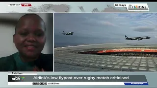 Nozipho Mbatha speaks on Airlink's low flyby over rugby match