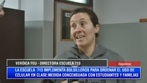 VERONICA FEU - DIR. ESCUELA 713: IMPLEMENTAN BOLSILLEROS PARA USO RESPONSABLE DE CELULARES