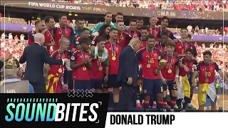 Trump and FIFA president Infantino present World Cup trophy to Spain