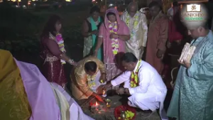 Lighting of Holika at Quinam Road Shiva Mandir