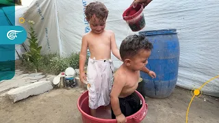 بالفيديو | خيام غزة صيفاً: معركة يومية مع الحرّ الشديد والأمراض والبعوض