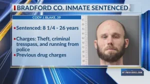 Bradford County inmate sentenced to 8 years for various crimes