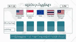 ဇူလိုင်လ ၃၀  ရက်နေ့ ၊ ညနေ ၅ နာရီထိ နောက်ဆုံးရ စျေးနှုန်းများ