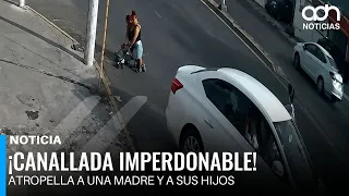 ¡Infame! Conductor arrolla a una madre y a sus hijos en Monterrey