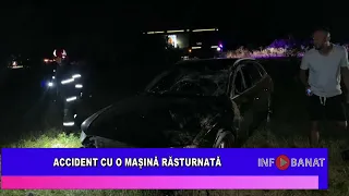 Accident cu o mașină răsturnată