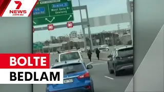 Teens flee after flipping stolen car on Bolte Bridge