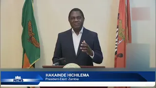 ZAMBIA PRESIDENT-ELECT HICHILEMA PREACHES UNITY