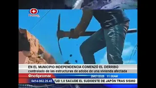 Controlled demolition of a damaged home begins in Independencia Municipality