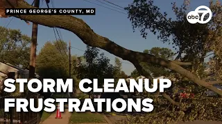 Fallen tree still partially blocks Maryland street a week after major storms
