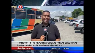 Transport workers report that power outages have halted vehicle circulation in Lara
