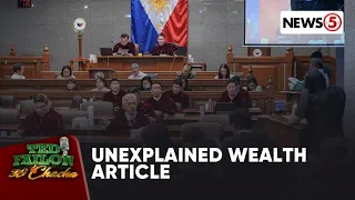 Unexplained wealth article, patuloy na tinatalakay sa impeachment trial ni VP Sara