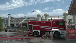 Fire at the Saliceti biodigester construction site: untreated wood material on fire 07/25/2026