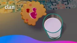 The cookie falls in love with the glass of milk 🥛💖 | Under the couch