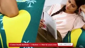 3 Cotton Double Bedsheets + 2 Blankets + 2 Mats By Luxury Linen