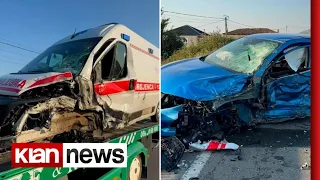 Makina dhe autoambulanca bëhen "përshesh", pamje të aksidentit në Maliq