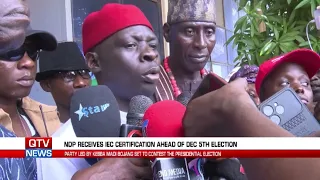 NDP RECIEVES IEC CERTIFICATE AHEAD OF DECEMBER 5TH PRESIDENTIAL ELECTION.