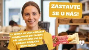 PeCu Klatovy - 13. února při nákupu nad 250 Kč dostanete linecký rohlíček jako dárek.