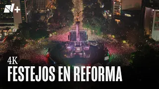 Festejos en el Ángel de la Independencia en 4K luego de la victoria de México vs Ecuador