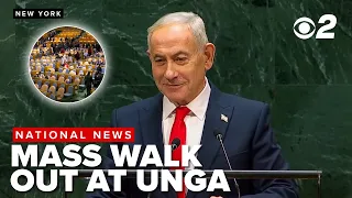 UN representatives walk out before Netanyahu speech defending strikes on Iran nuclear facilities