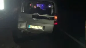 Yağışlı havada kontrolden çıkan araç dereye uçtu