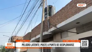 Trujillo: poste de luz a punto de desplomarse genera alarma en la calle Venezuela