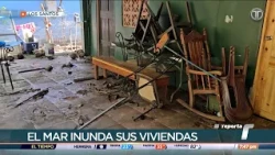 Sea floods homes in Cañas on the mainland, they are full of sand