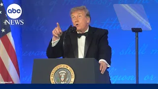 Trump speaks at rescheduled White House Correspondents' Dinner