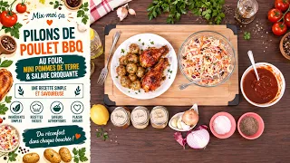 Mix-moi ça: Pilons de Poulet BBQ au Four, Mini Pommes de Terre & Salade Croquante