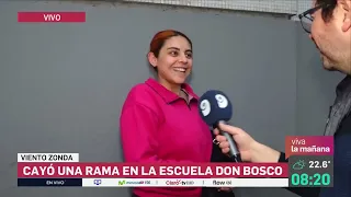 Large branches fall in front of a Mendoza school due to Zonda winds