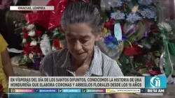 For All Souls' Day, Honduran woman has been crafting floral wreaths since age 15