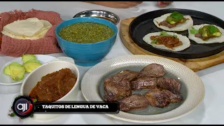 Taquitos de lengua de vaca | Salsa de vegetales tatemados | Ají