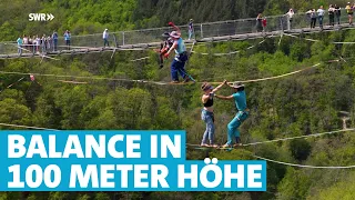 Zwischen Himmel und Hunsrück: Slackline-Spektakel an der Geierlay Hängeseilbrücke