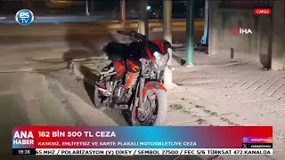 182,500 TL fine for motorcyclist with no helmet, no license, and a fake plate