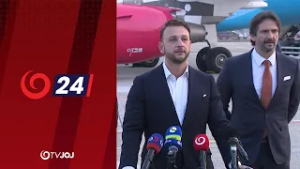 Tlačová beseda Roberta Kaliňáka a Matúša Šutaja Eštoka po príchode repatriačneho letu (3.3.2026)