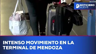 Busy scene at the Mendoza terminal due to the holiday and winter break