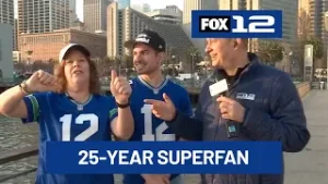 ‘Had to be here’: 25-year Seahawks superfan in San Francisco for 2nd in-person Super Bowl