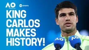 EMOTIONAL Carlos Alcaraz reacts after becoming youngest man to complete career Grand Slam ?