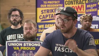 Local union leaders rally against Trump administration's VA policies ahead of Presidents Cup
