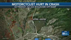 Motorcyclist seriously injured in freeway off-ramp crash