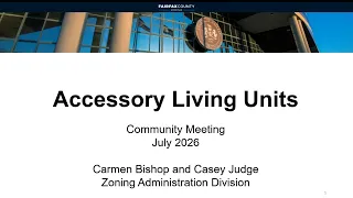 Zoning Ordinance Amendment for Accessory Living Units: July 20, 2026
