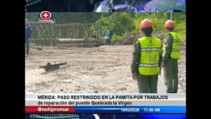 Mérida: paso restringido en la Pamita por trabajos de reparación del puente Quebrada La Virgen
