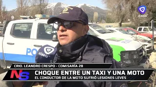 Taxi and motorcycle collision at Diagonal Gutiérrez and Rolando