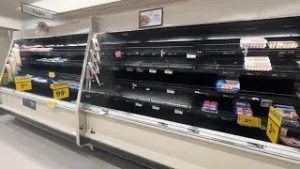 Double-whammy winter storms leave store shelves thin
