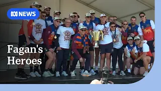 Lions celebrate historic three-peat as Chris Fagan weighs up future | ABC NEWS