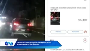 Conductor recibe multas por manejar de forma irresponsable en San Salvador
