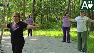 Morning exercises for seniors held in Artyom Park