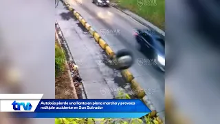 Bus loses a tire while in motion, causing multiple accidents in San Salvador
