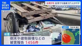 Typhoon No. 9 Approaches Taiwan: 87 Injured, Over 1,450 Reports of Damage Including Fallen Trees,...