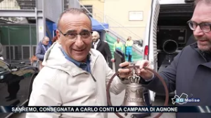 Sanremo, consegnata a Carlo Conti la campana di Agnone